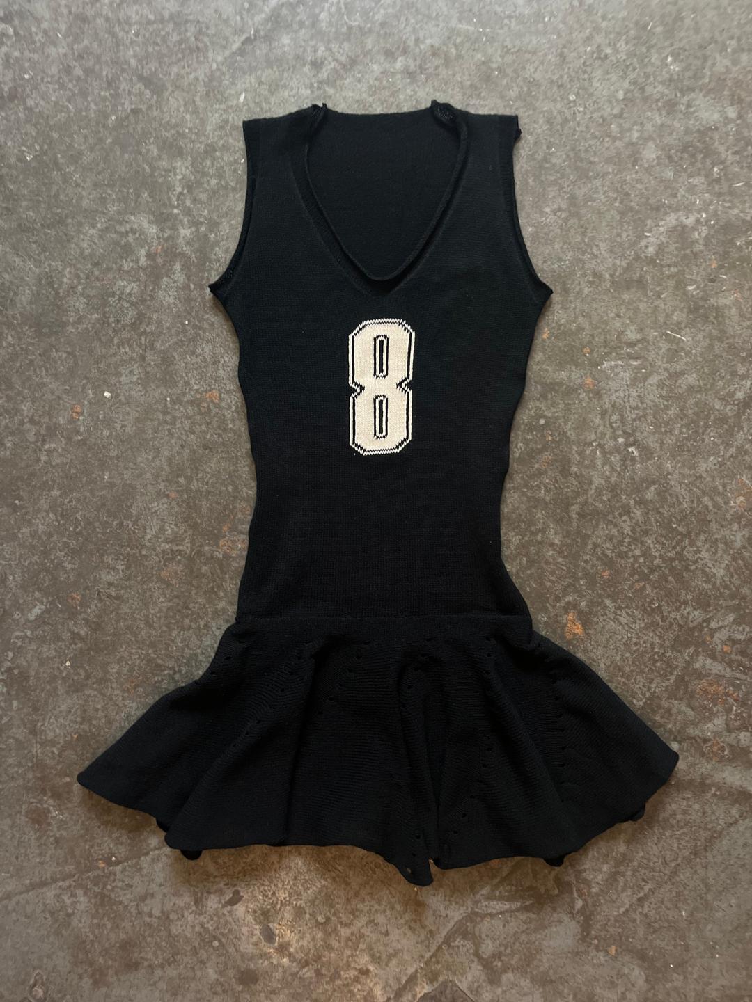 Black ruffle mini dress