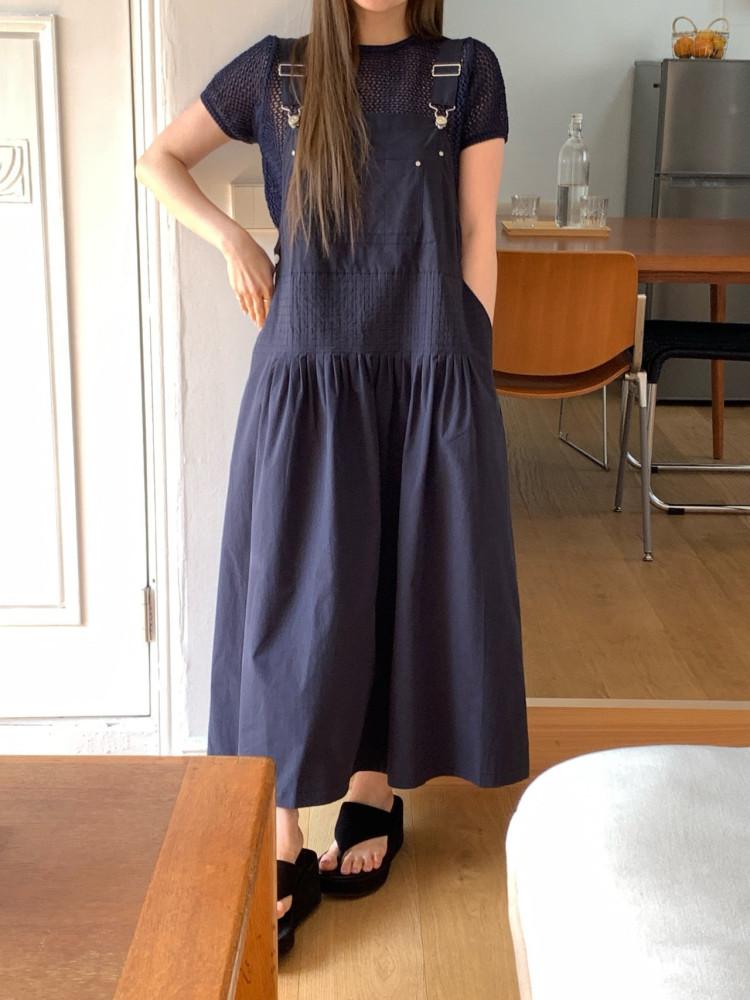 24SS MORETHANYESTERDAY 모어댄예스터데이 멜빵 롱 원피스