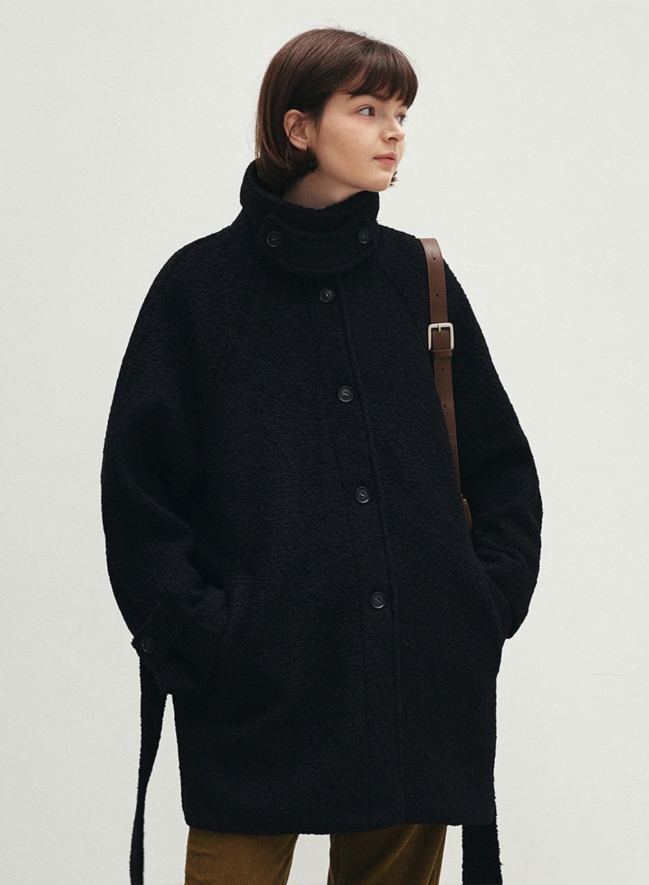 테리 하프 울 코트 - 블랙