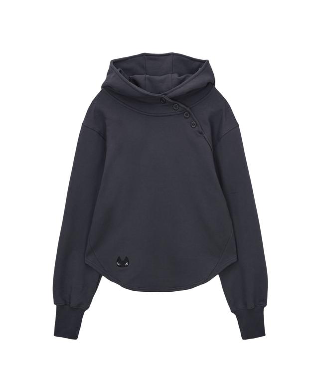 Hugging Button-up hoodie (charcoal)