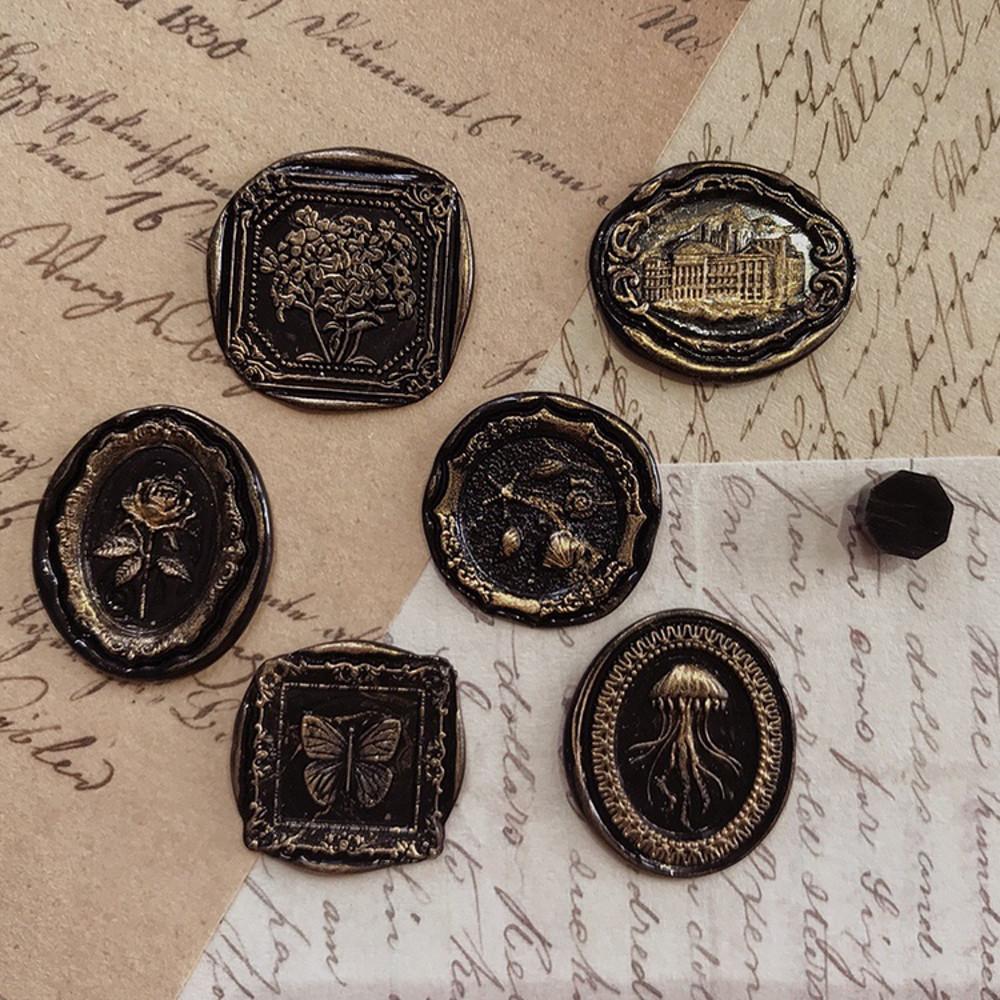 크랩서플라이 입체 조각 vol24 프레임 빈티지 상징 실링스탬프 실링왁스 28-1 꽃다발 프레임