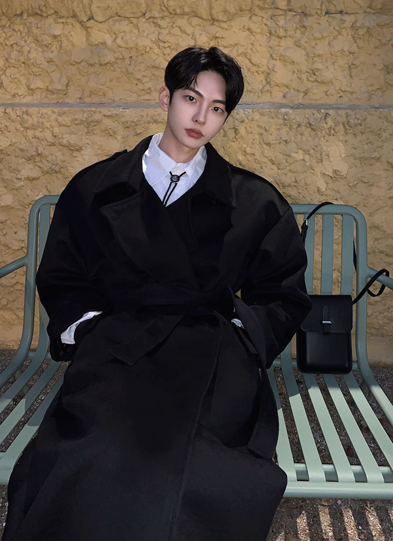 캐시미어 오버핏 트렌치 코트 (Black)