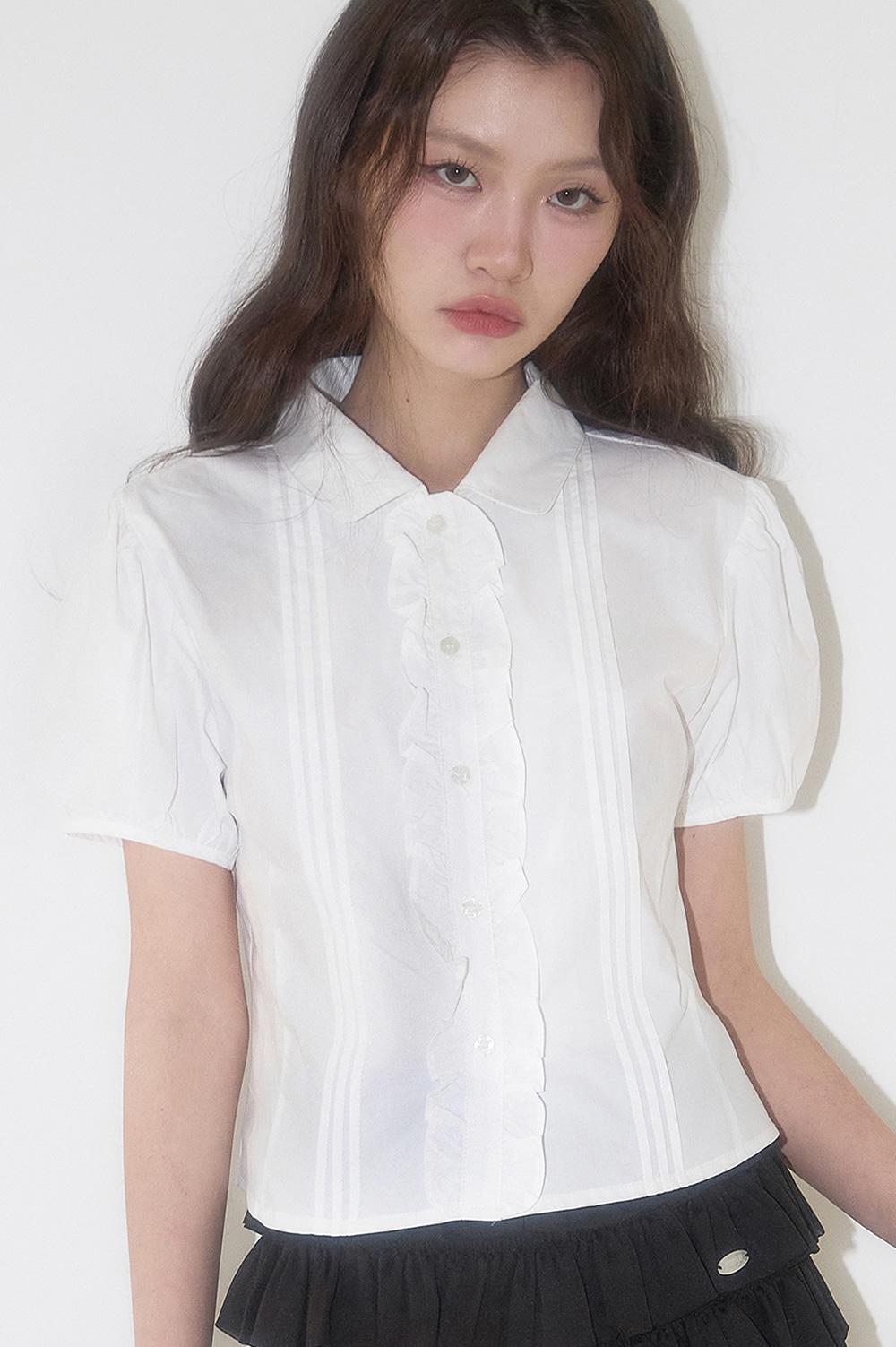 핀턱 프릴 블라우스 화이트