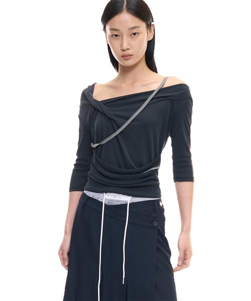 CERETTI DRAPED TOP (CHARCOAL)