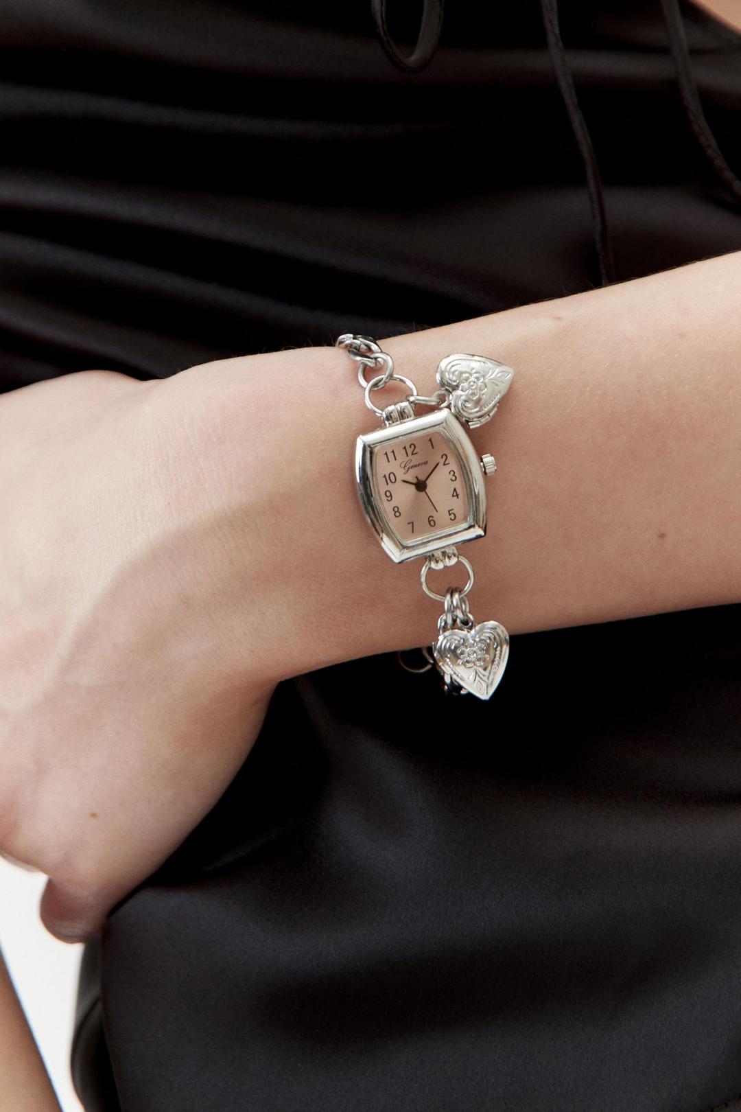 세이지 & 세이버 핑크 하트 시계 팔찌