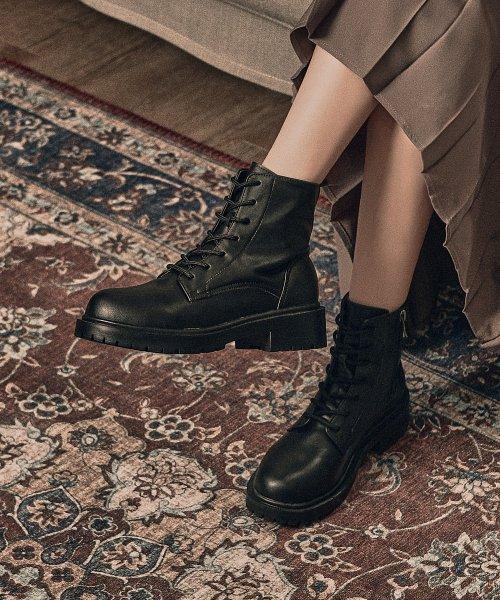 4.5cm 레이스업 워커부츠 로니(CW0056BK)