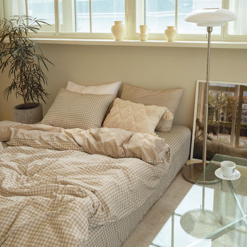 모노체크 먼지없는 사계절 이불커버세트 + 매트리스커버 (SS/Q/K) -3컬러