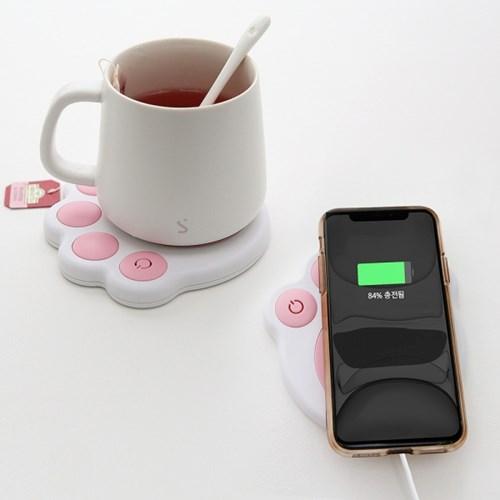 에스모도 USB 고양이 발바닥 무선충전 컵워머 SMODO-201