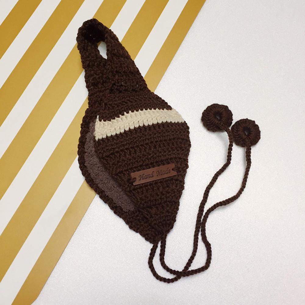 겨울 손뜨개 니트 귀마개 귀도리 핸드메이드 초코 브라운