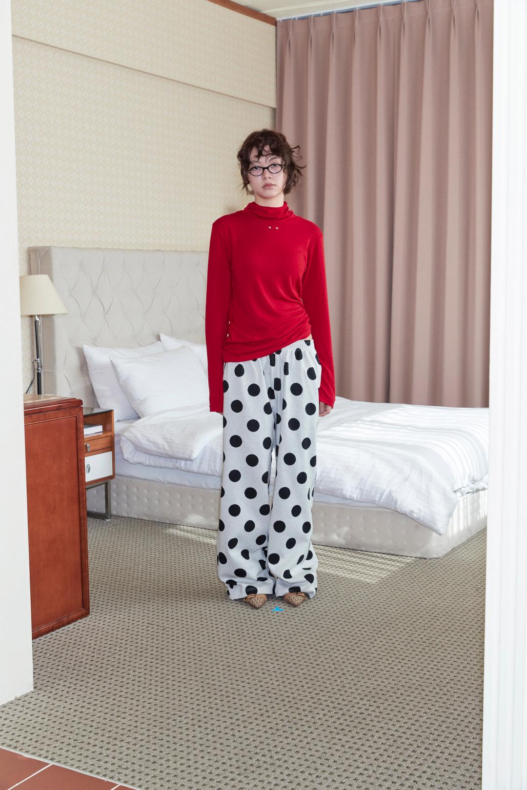 eyelet slim hoodie_red
