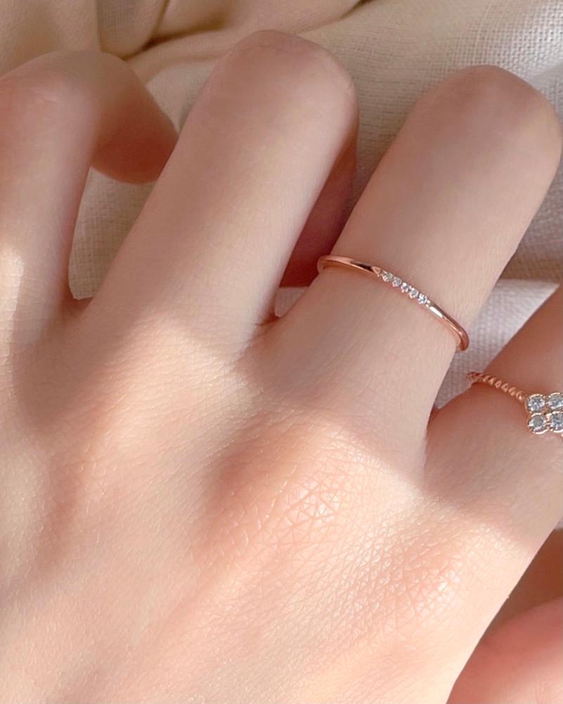 실버925 이지 큐빅 레이어드 반지 (실버,로즈골드)