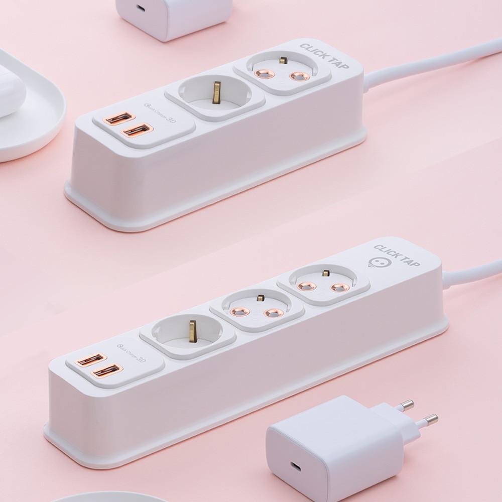 [부엉이클릭탭3] 로즈골드 Q2 USB 2구 3구 고속충전 멀티탭 멀티콘센트 와디즈