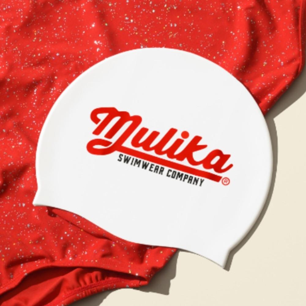 뮬리카 로고 투톤 실리콘 수영모자 레드/블랙