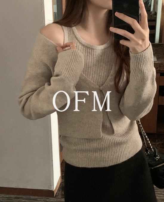 메리어라운드 [ofm] 리에드 레이어드 골지 투피스 (set)(울6%) * 나시+가디건 세트상품 :-) !