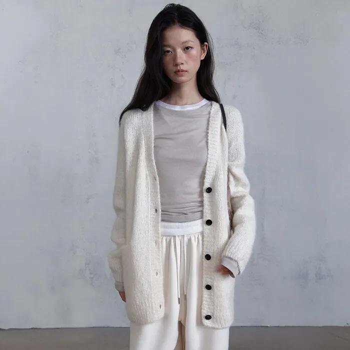 FLUFFY ALPACA CARDIGAN (IVORY)