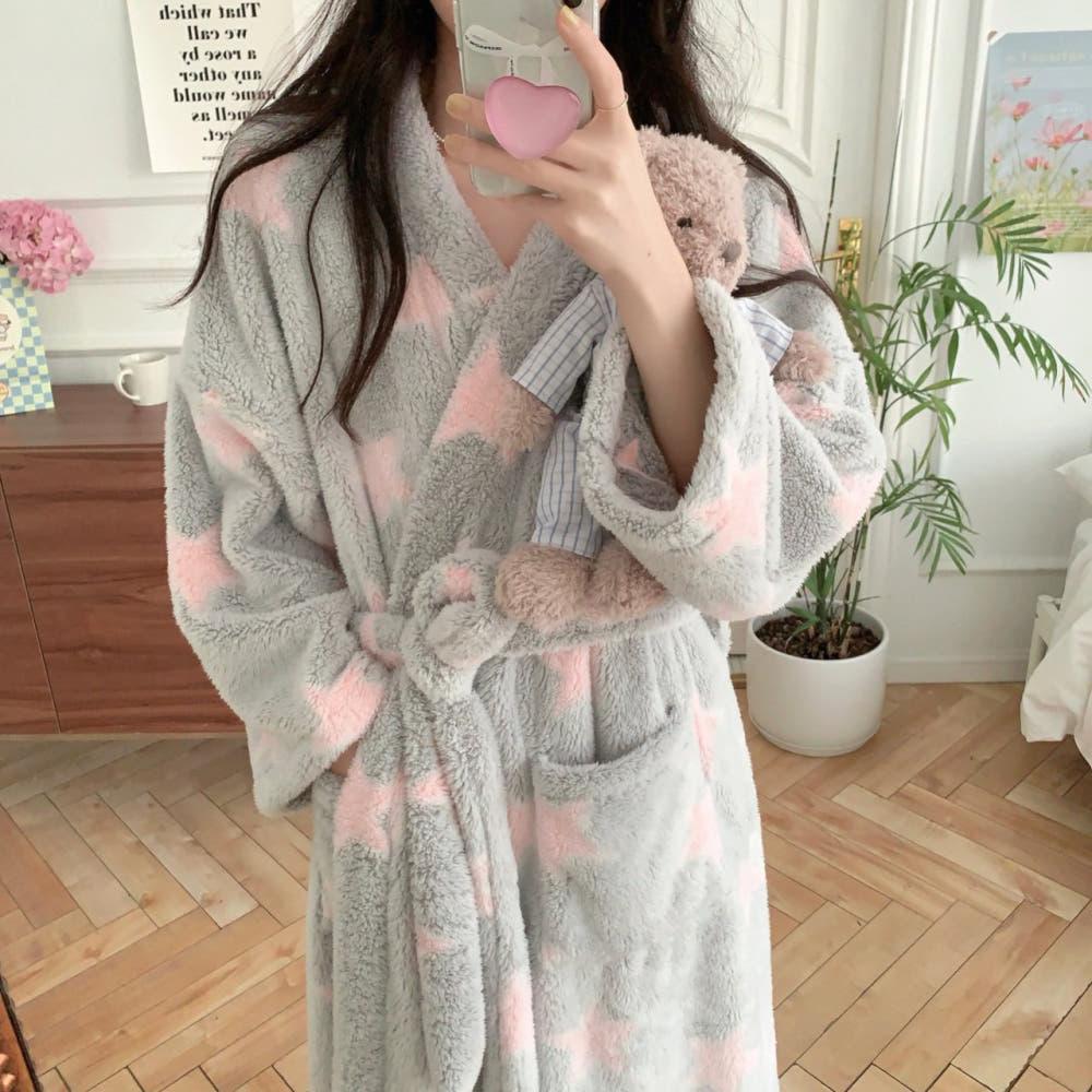 스타 수면로브 샤워가운 극세사 홈웨어 빅사이즈 파자마 홈가운