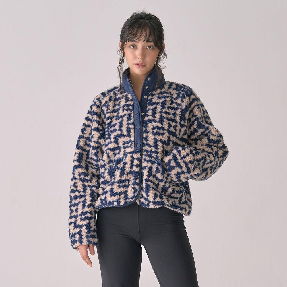 OZTJ3020 프린트 플리스 자켓 - 네이비
