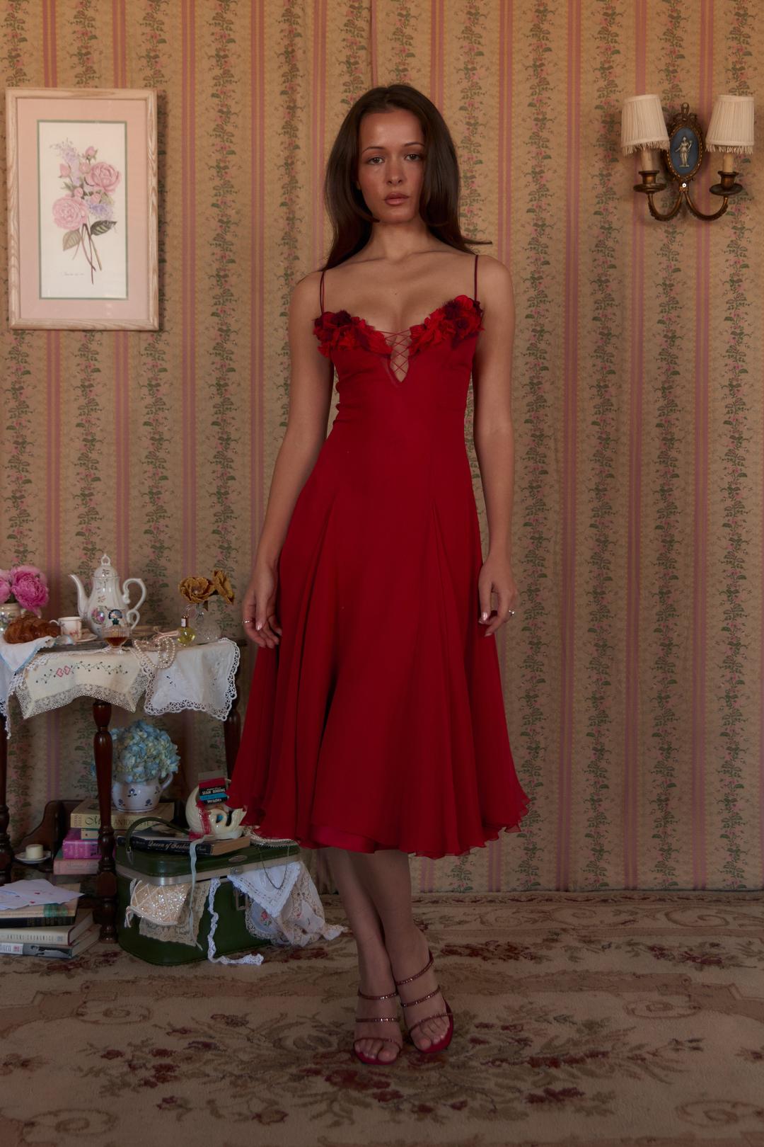 Valentina Lady Length Dress in Scarlet - XXS (PETITE)