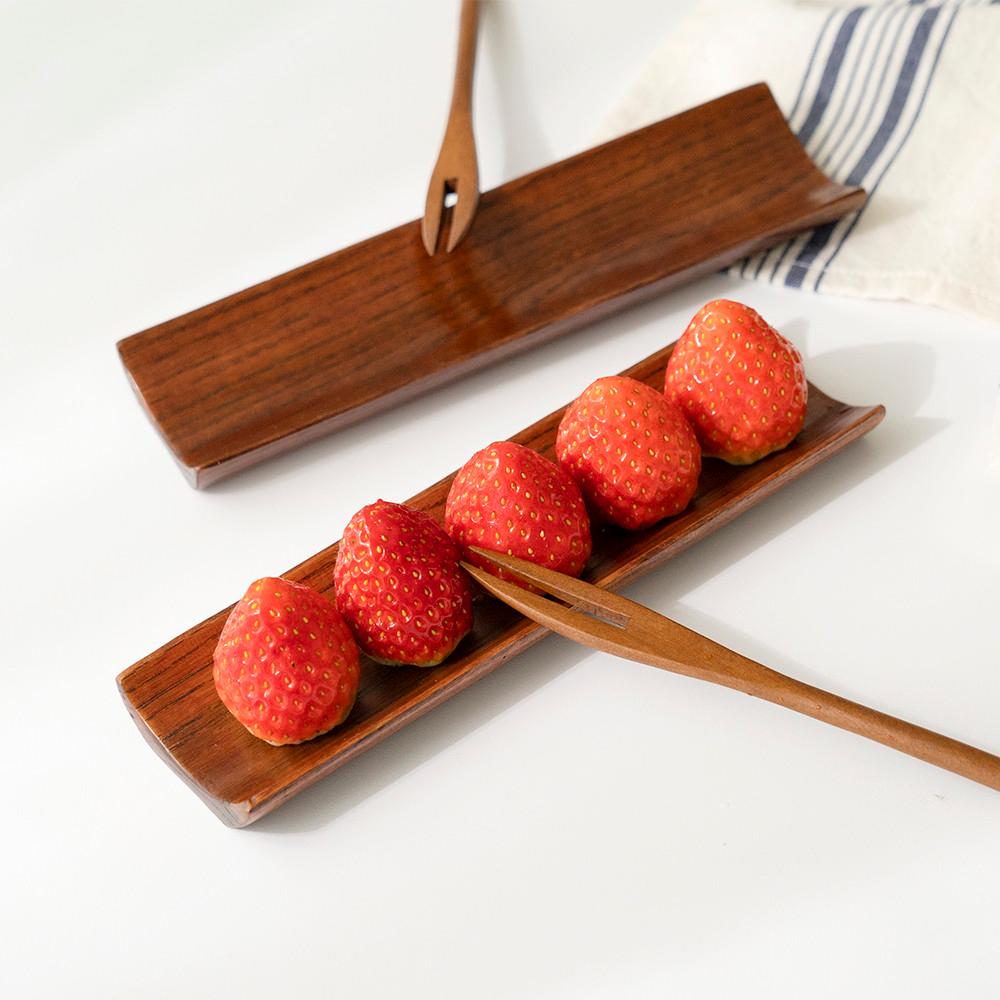 [쿠베르] 우드 직사각 미니 접시, 반찬 그릇 다과 종지 디저트 홈카페 원목 나무 트레이