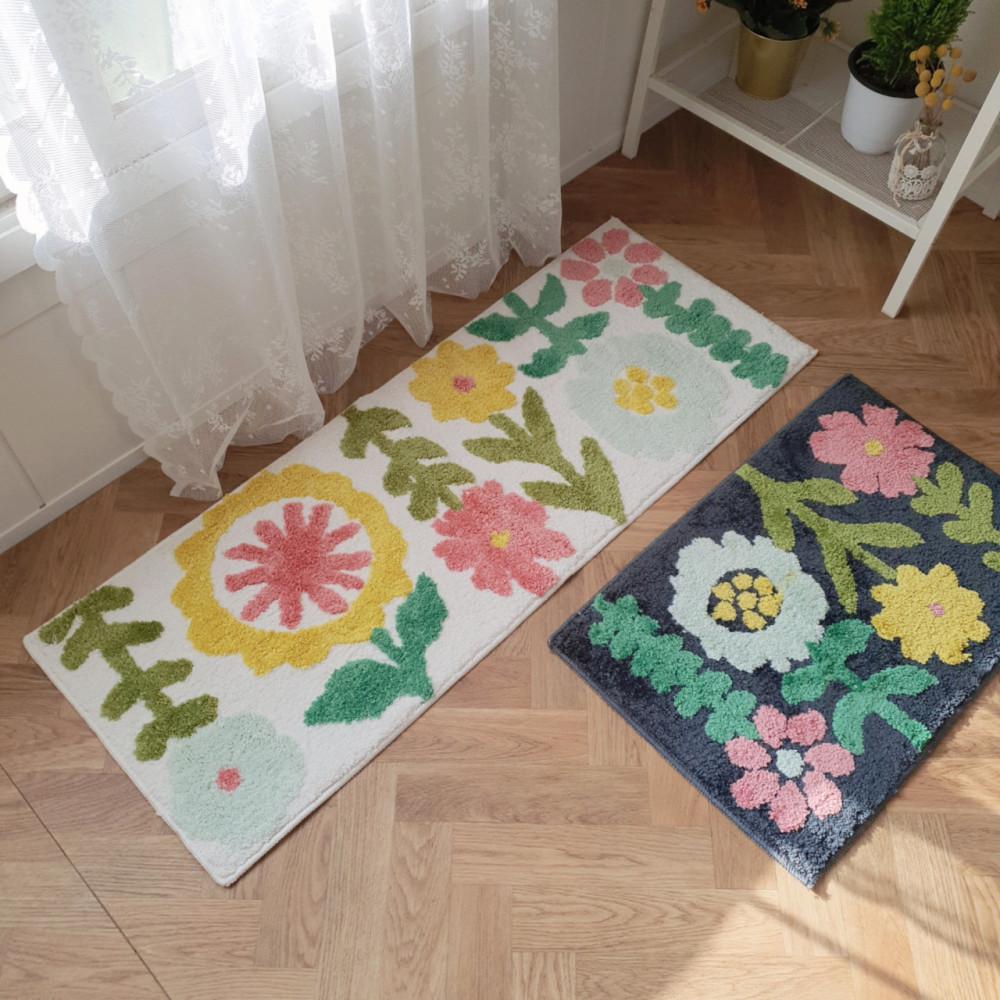 홈플라워 욕실 주방매트 (민트 화이트 진그레이)