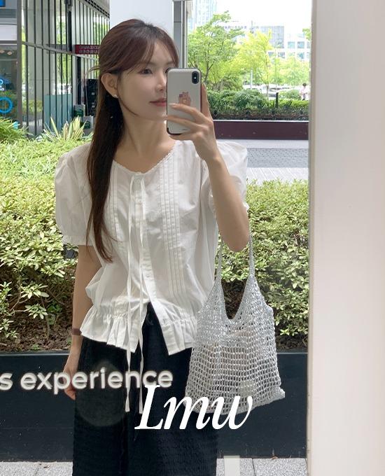 [클리어런스30%][무료배송][l.m.w] 우무 코튼 레이스 핀턱 (bl)* 베스트 상품 재진행