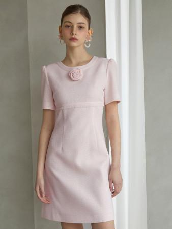 [쥴리앤칼라]24SS 칼라86 엘리제 로즈 트위드 원피스 핑크