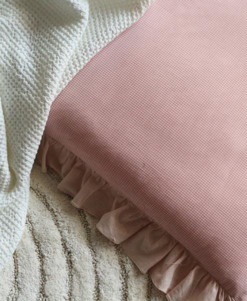 [아이스크림 체크프릴 y] 30수 선염면_분리형 토퍼 홑겹 양면 요커버(맞춤가능)