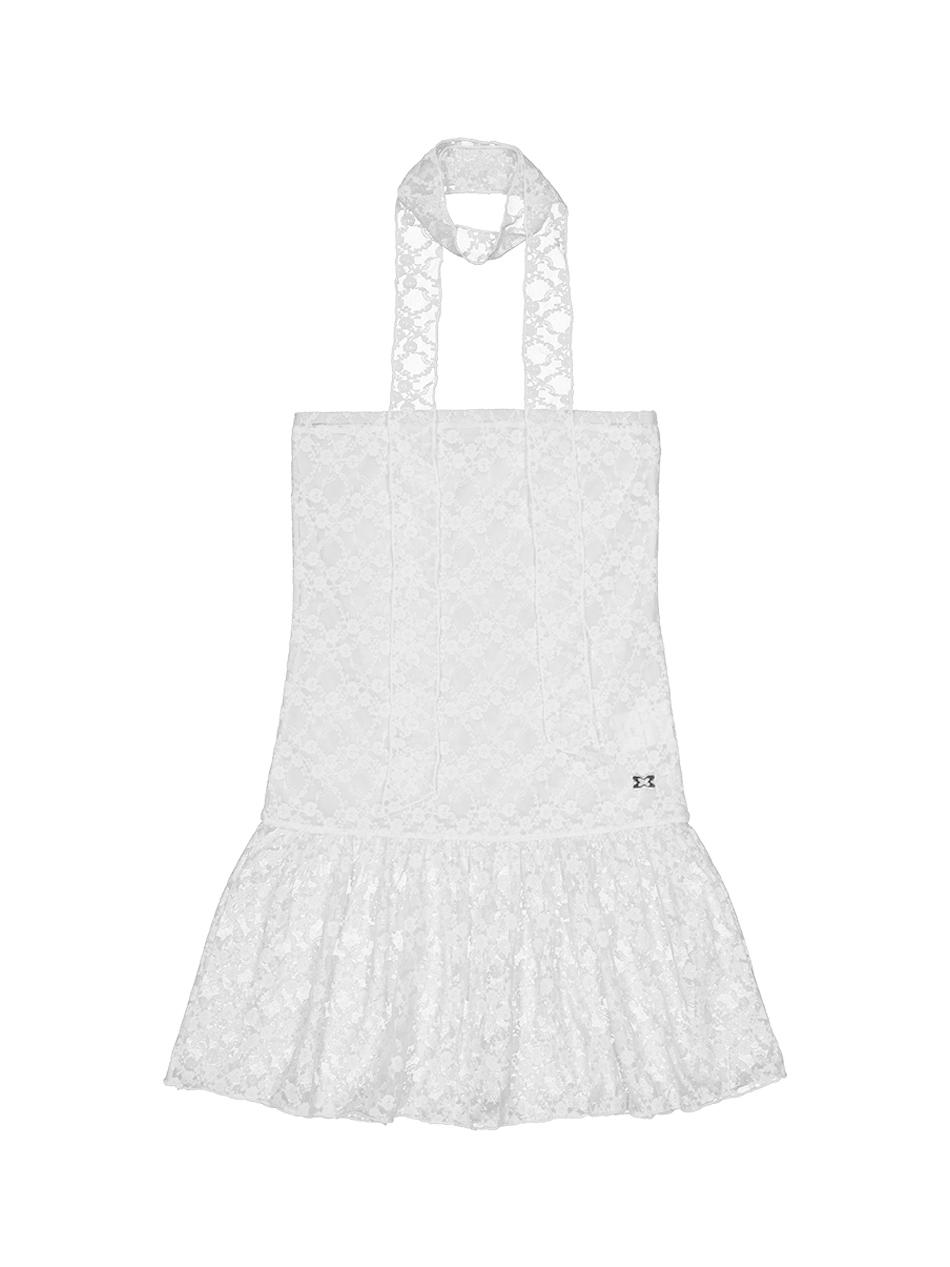 [2nd Reorder] LACE TUBETOP OPS & SCARF / WHITE