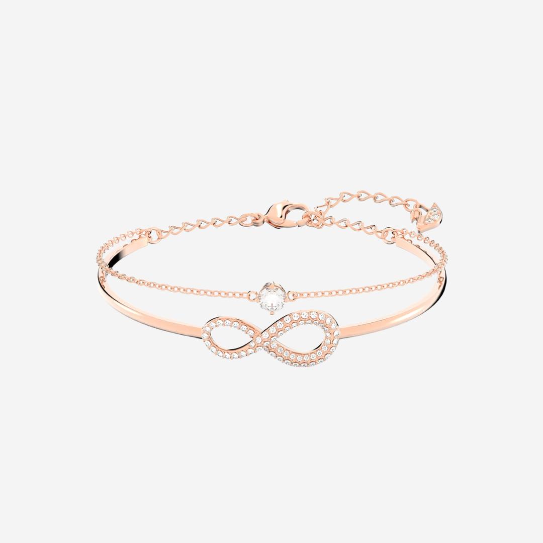 (W) Swarovski Infinity Bangle White Rose Gold Plated