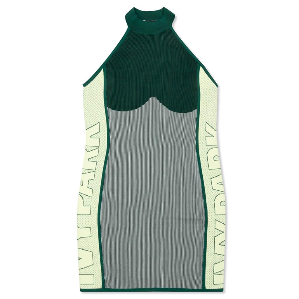 Adidas Originals x Ivy Park Knitted Logo Dress - Dark Green/Green Tint - Green / XS