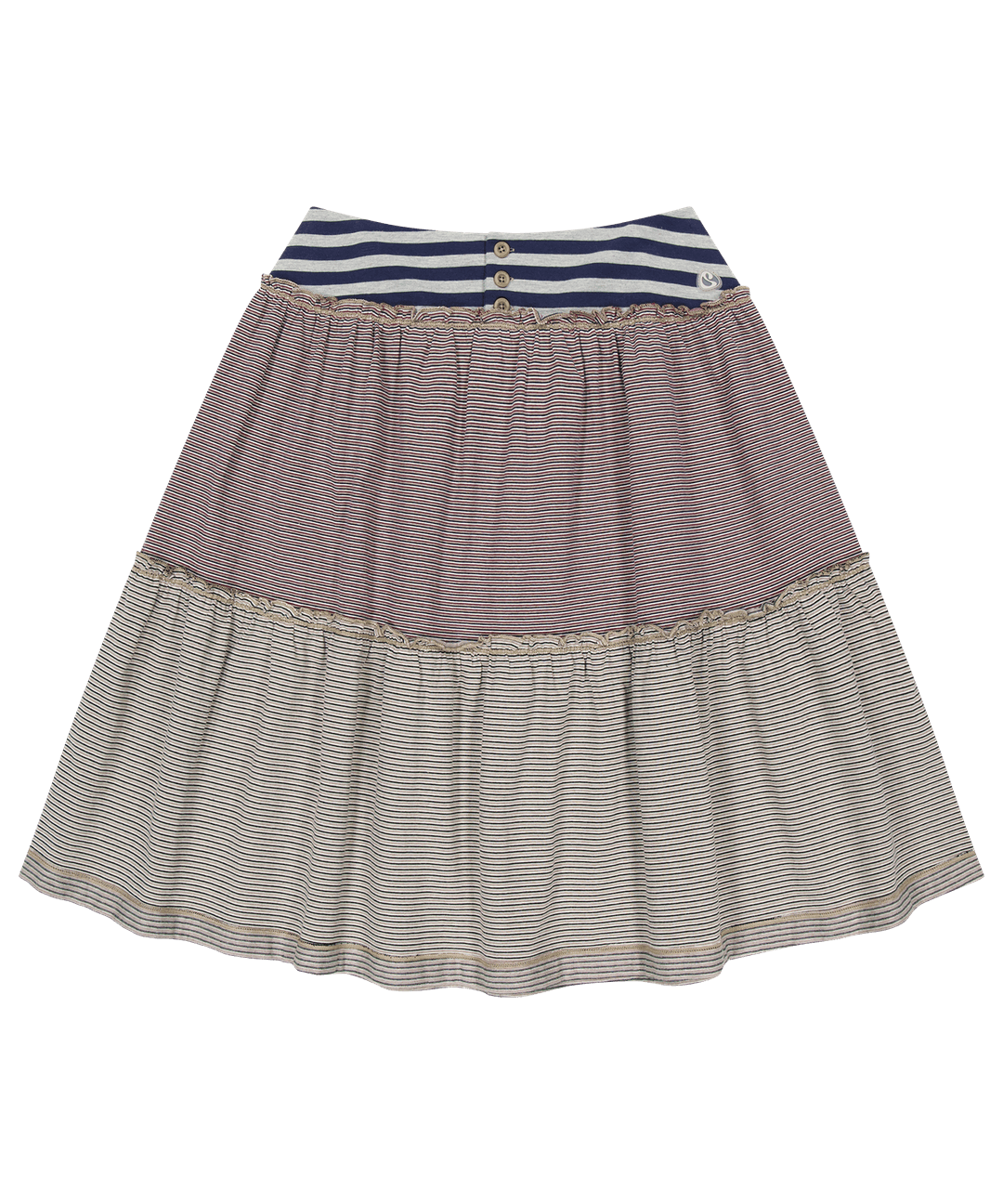 COLORED STRIPE MIDI SKIRT GREY BEIGE