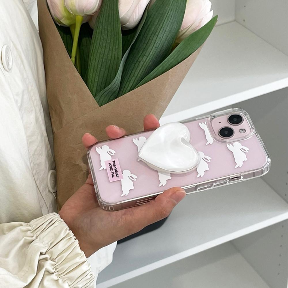 WHITE BUNNY 토끼 젤리하드 투명 케이스 아이폰 14 갤럭시 S23