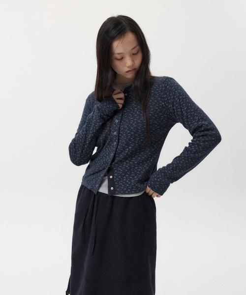 JERSEY BUTTON CARDIGAN, FLOWER NAVY