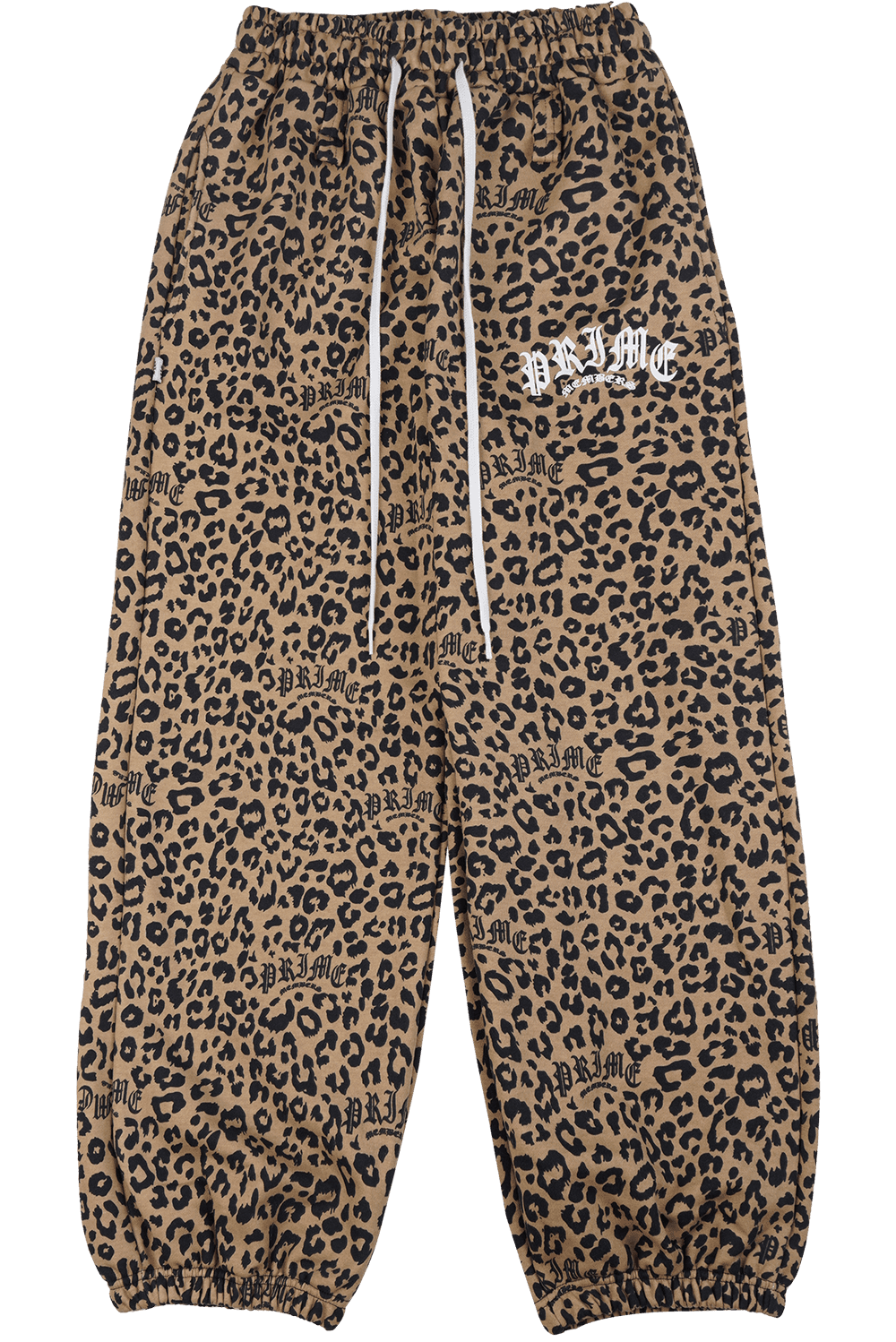 Leopard Wide Joggers Beige