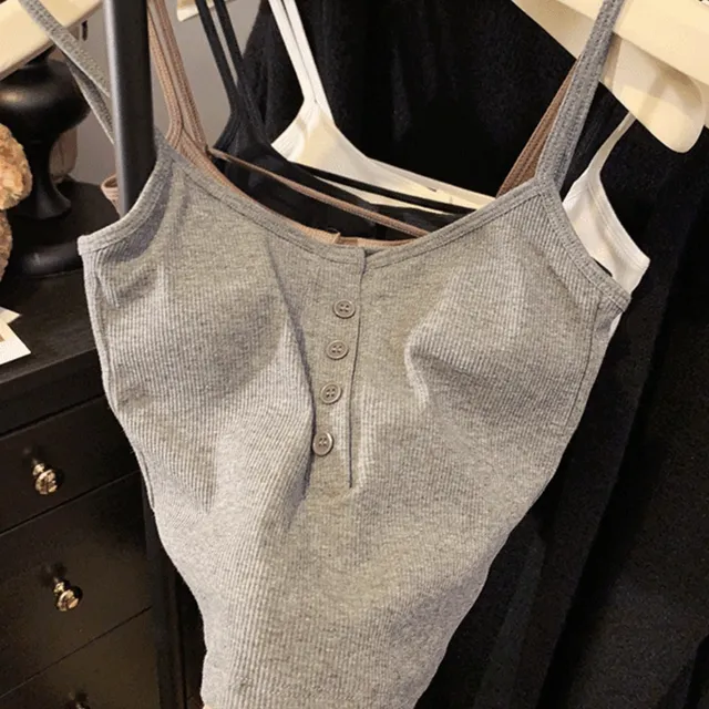 [캡/패드내장] 하일 백리스 스트랩 나시 /4 Color