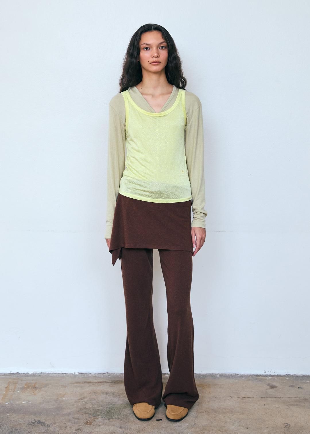 [10/17 예약배송] [SET] Button Layered Skirt Pants_Brown