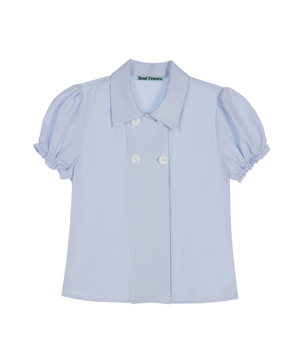 Button Bell Cotton Blouse [Sky Blue]