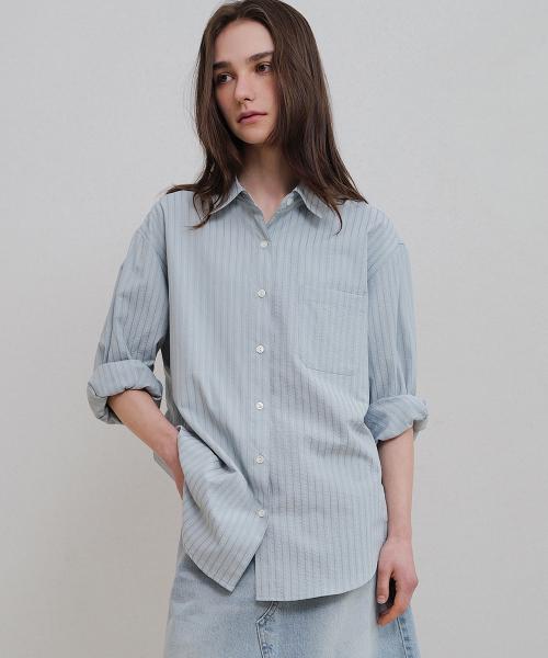 앤니즈(ANDNEEDS)  Post seersucker shirts (sky blue) - 사이즈 & 후기 | 무신사