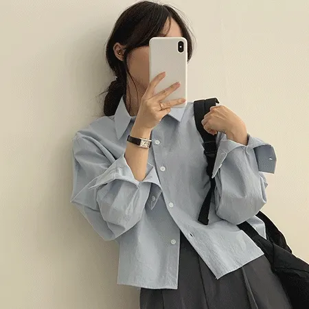 [ 베이직/가을დ ] 365 데이즈 데일리 크롭 셔츠