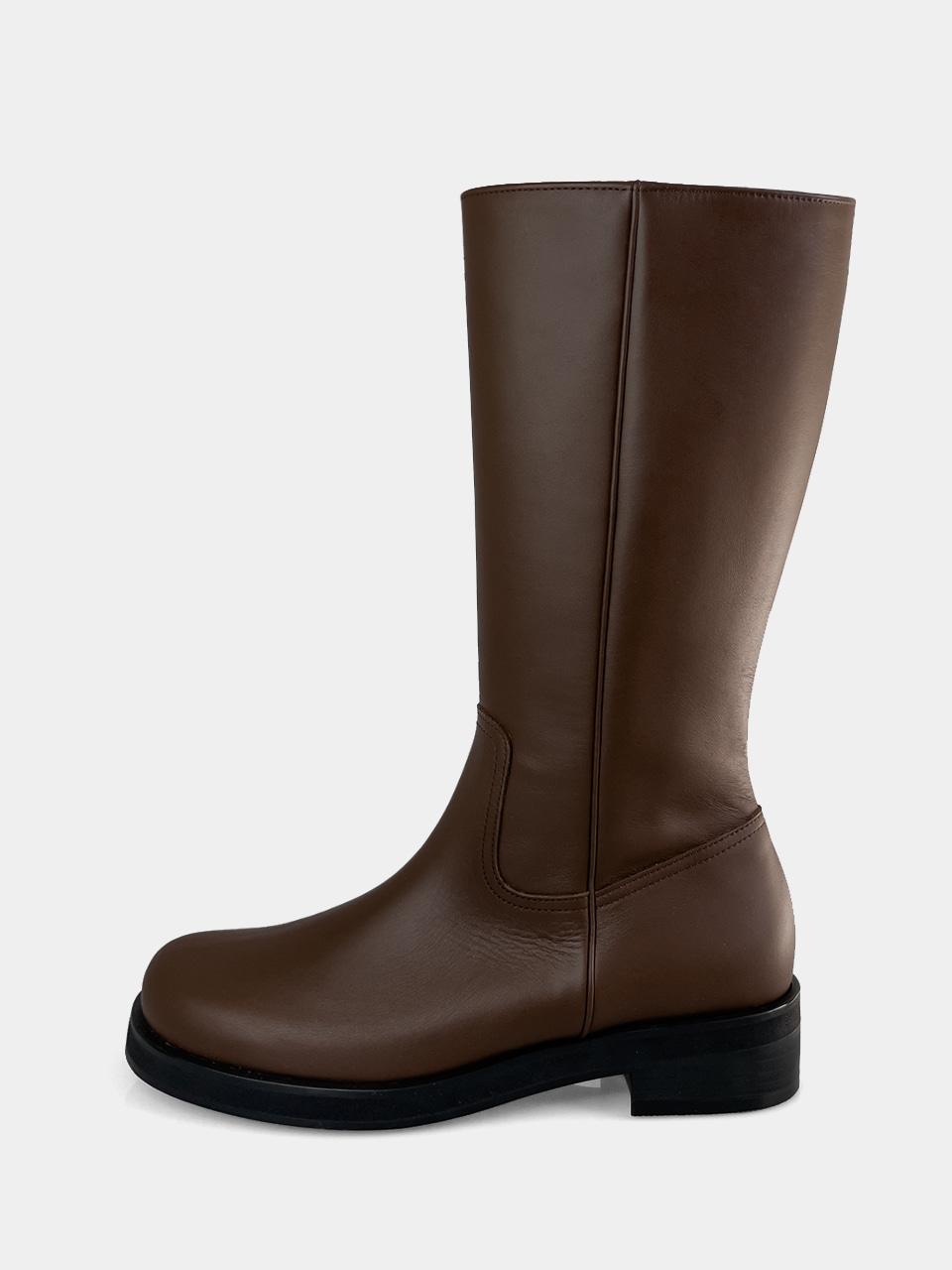 Mrc093 Diagonal Zipper Long Boots (Brown)