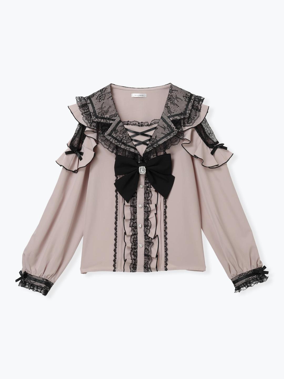 トレンチセーラーオープンショルダーブラウス