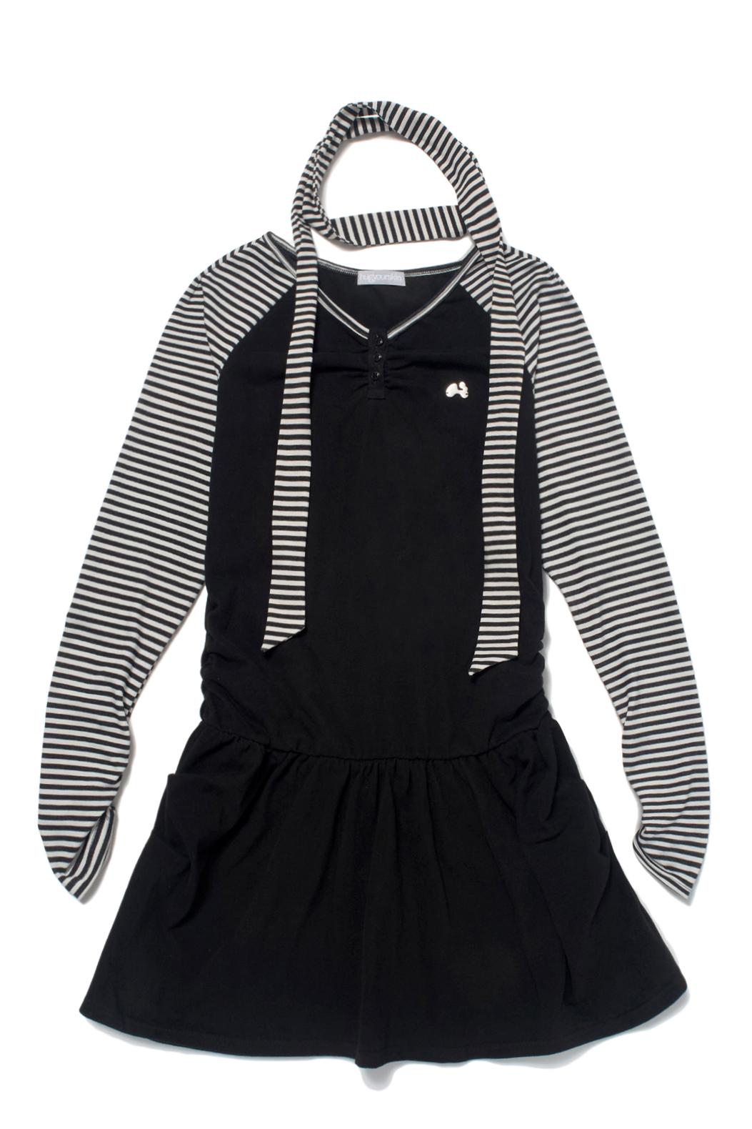 Stripe henry neck dress (Black)