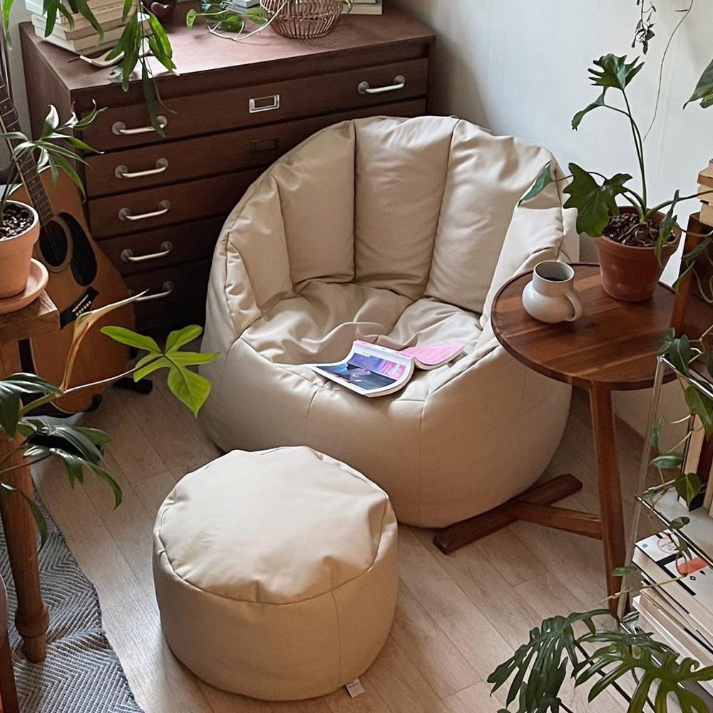 [유즈] 펄쉘 빈백 1인소파 스툴 발쿠션