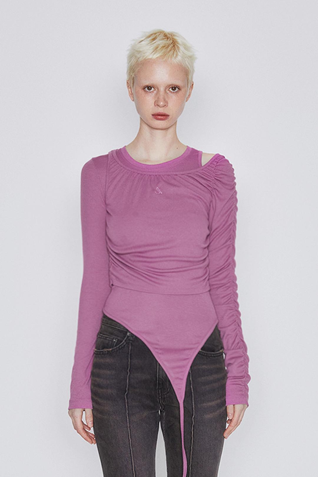 MULTI-WAY SHIRRING TOP  (DUSTY MAGENTA)