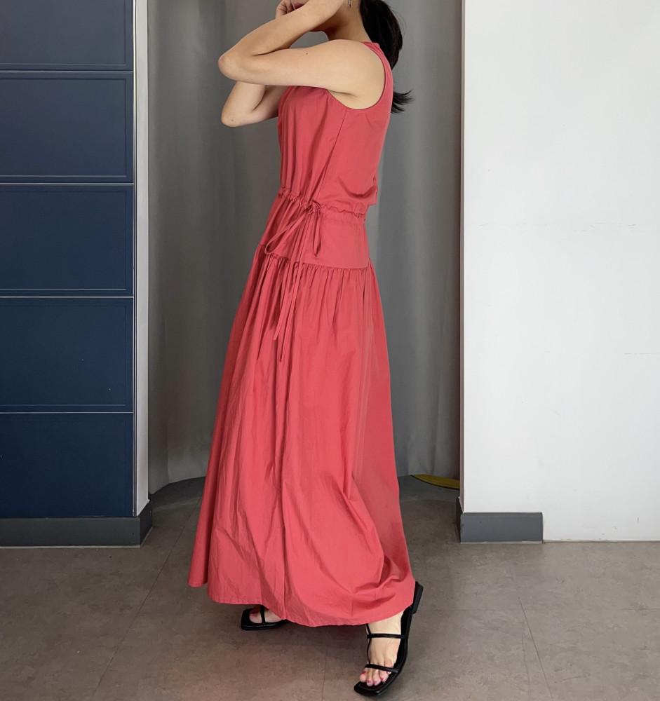 로제 스트링 원피스 (아이보리, 레드) 니로즈믹