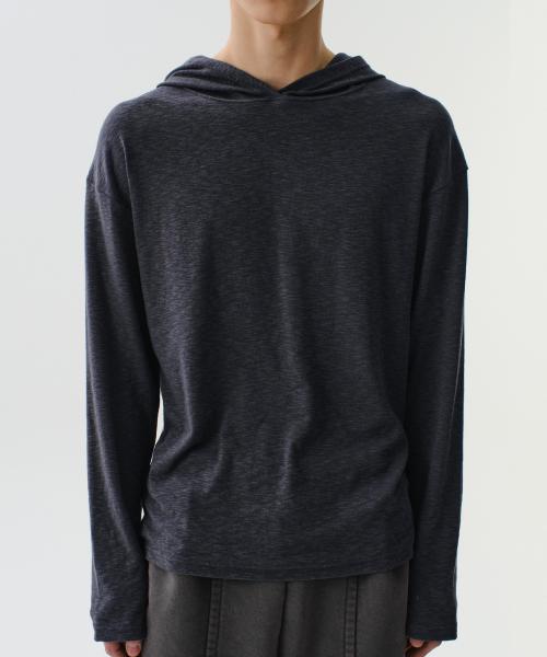 LAYERED SLUB TEXTURE HOOD (CHARCOAL)
