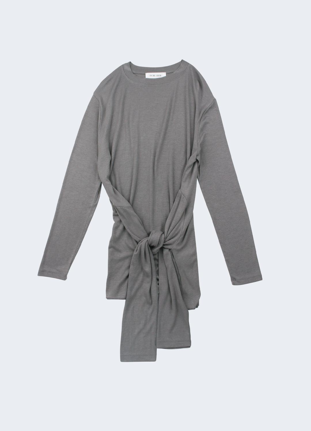 CLARE TIED SLEEVE TOP (CHARCOAL)