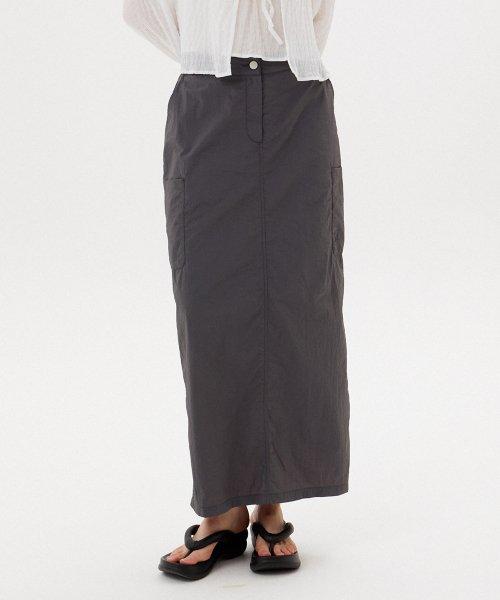 카고 나일론 롱 스커트 [CHARCOAL]