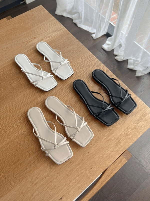 꼬임 슬리퍼 논슬립 쿠션 플랫 에이디 여름 리본 뮬 매듭 스트랩 샌들