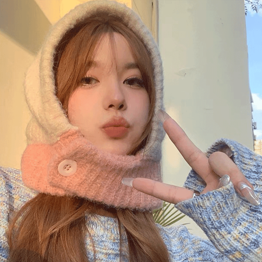 [빠른출고/주문폭주] 크레용 바라클라바 니트 후드 워머